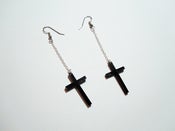 Image of Small BLACK CROSS Earring Pair