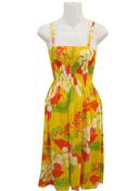 Image of Tropical Summer Dress-Yellow Multicolor
