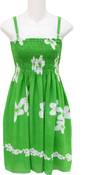 Image of Tropical Summer Dress-Green/White