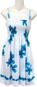 Image of Tropical Summer Dress-White/Turqoise 