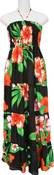 Image of Tropical Summer Dress-Long-Black/Orange/Green