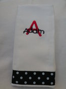 Image of Red Initial & Name Embroidered Burp Cloth