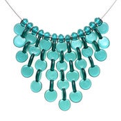 Image of Aqua Interlaced Droplet Disc 13 lampwork necklace