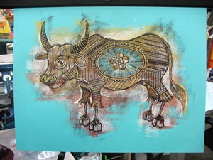 Image of Year of the Ox Print, Blue Colorway