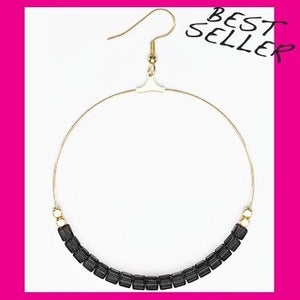 Image of JET BLACK SWAROVSKI HOOP