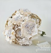 Image of White On White Silk Brooch Bridal Bouquet