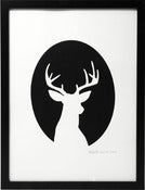 Image of Hand printed deer cameo print  