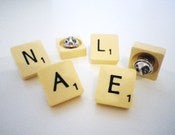 Image of VINTAGE SCRABBLE TILE PIN BADGE