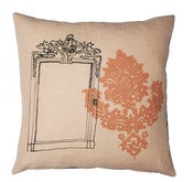 Image of Handmade cushion on natural linen – Pink Mirror Design 40cm
