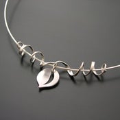 Image of Leaf and Tendril Pendant.  All Silver