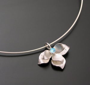 Image of Lotus Pendant - Blue Topaz