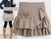 Image of High Waisted Irregular Tiered Skirt - Latte