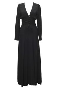 Archive Ossie Clark for Radley Black Crepe Maxi Dress :  black dress vintage shop vintage clothes lbd