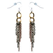 Image of Double loop mixed chain earrings