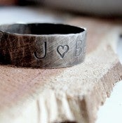 Image of Unisex distressed personalized sterling silver band