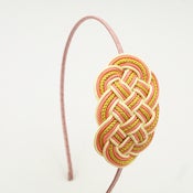 Image of Crossnet Headband-Gold/Coral Pink/Cream