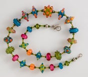 Image of Peach, pink, green, teal necklace