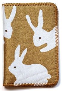 Image of White & Gold Rabbits Double Card Holder