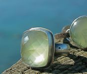 Image of stunner - prehnite faceted cocktail ring