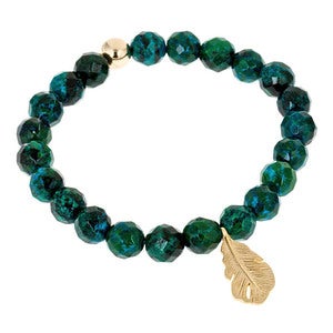 Image of Gilded Feather Malachite Bead Bracelet