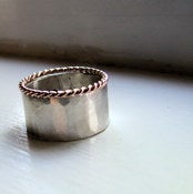 Image of Rose Gold Twist and Wide Sterling Band Ring Set