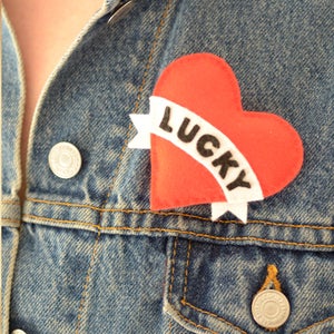 Image of Lucky Vintage Tattoo Style Heart Brooch