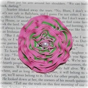 Image of Pink 'n Green Ribbon Rosette Hair Clip