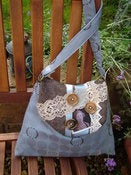 Image of Pale Blue Damask Handbag B63
