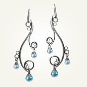 Image of Greek Isle Earrings with Blue Topaz, Sterling Silver