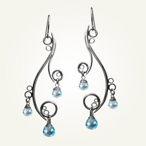 Image of Greek Isle Earrings with Blue Topaz, Sterling Silver