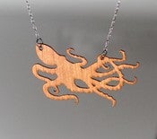 Image of Octopus Necklace-Reversible Stainless Steel and Wood 