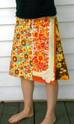 Image of Ladies Wrap Skirt - brown and orange floral