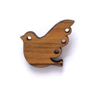 Image of Lovebird Mini Brooch | Teak