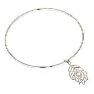 Image of Silver Peacock Feather Bangle Bracelet