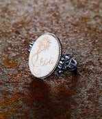 Image of E.Coli Scrimshaw Ring on Pre-ban Ivory 