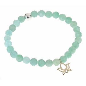 Image of Silver Lotus & Faceted Amazonite Bead Bracelet