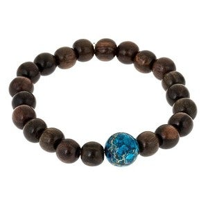 Image of Blue Jasper & Wood Bead Bracelet