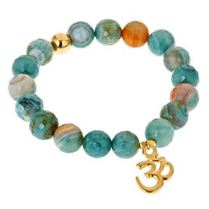 Image of Gold Om & Agate Bead Bracelet