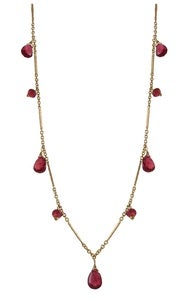 Image of Briolette Drop Necklace, Gold Fill w. Stones