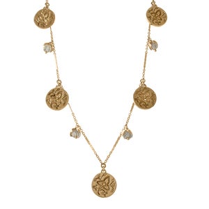 Image of Flower Leaf w. Buds, Gold Fill & Vermeil w. Stones