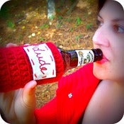Image of Funny bottle can koozie Dude crochet handmade