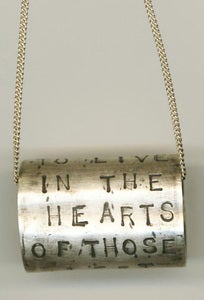 Image of Solid Sterling Silver Hammered Band Pendant-"To Live..."