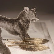Image of gold quill earrings.....  {ゴールドの羽根ピアス}