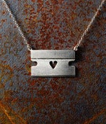Image of Razorblade with Heart Necklace