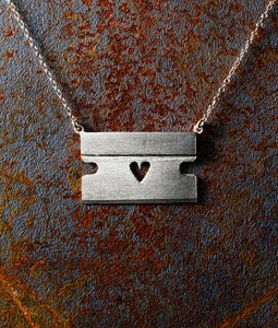 Image of Razorblade with Heart Necklace