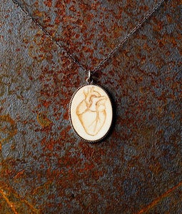 Image of Small Scrimshaw Pendant with Anatomical Heart