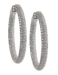 Image of Kara Ackerman <i>Talulah <i/> Medium Vermeil Micro Pave Set Hoops in Rhodium