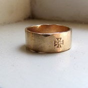 Image of Rustic Handstamped Hammered Gold Wedding Ring