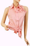 Image of Nude High Collar Shirt (W/Tie Waist)