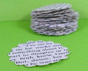 Image of upcycled romance novel scalloped paper circles 